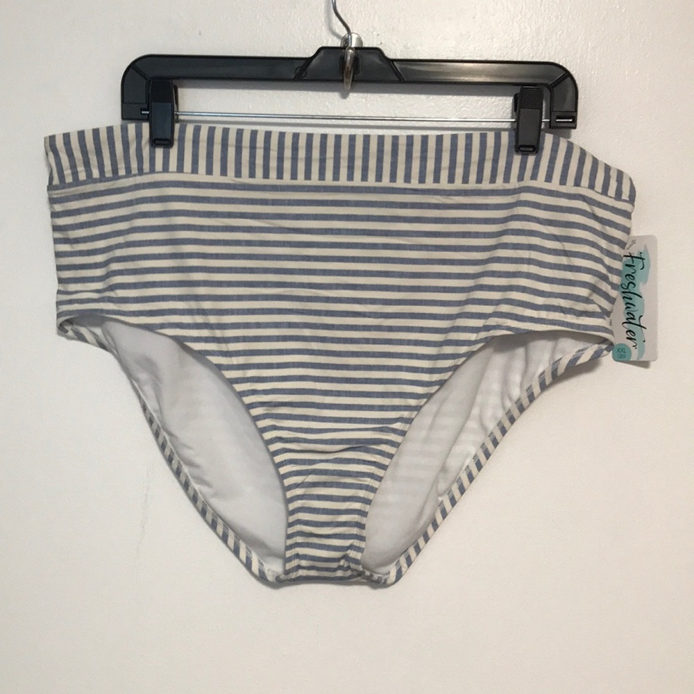NEW Freshwater Blue and‎ White Striped Bikini Bottom